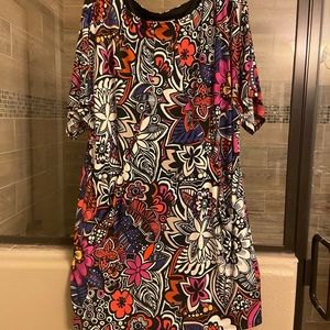 Trina Turk Black Multi Color Dress XL